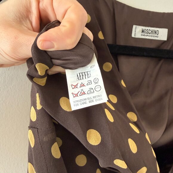 Rare Vintage 100% Silk, Made in Italy Moschino Cheap & Chic Polkadot Dress - Picture 8 of 9